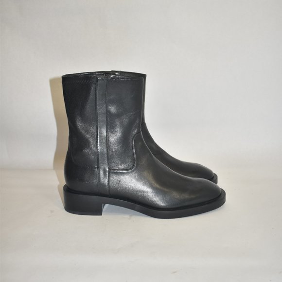 STUART WEITZMAN Sadie ankle boots BLACK LEATHER STACKED 6.5 (P5) - Picture 3 of 9